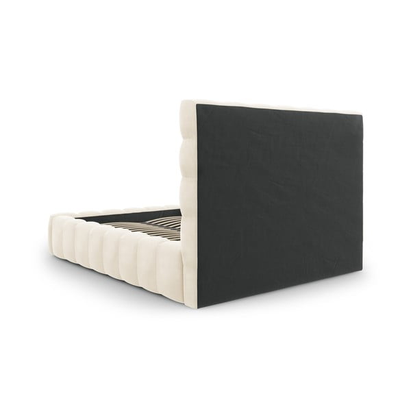 Béžová čalúnená dvojlôžková posteľ s úložným priestorom s roštom 140x200 cm Bali – Cosmopolitan Design-image-4