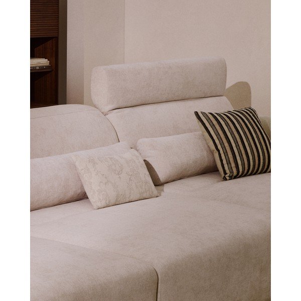 Béžová ženilková polohovacia pohovka s leňoškou 410 cm Lares – Kave Home-image-4