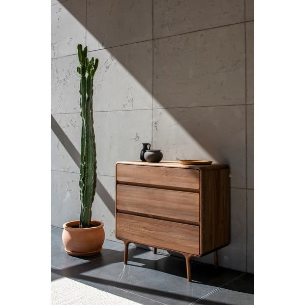 Hnedá komoda z orechového dreva 90x90x45 cm Fawn – Gazzda-image-4