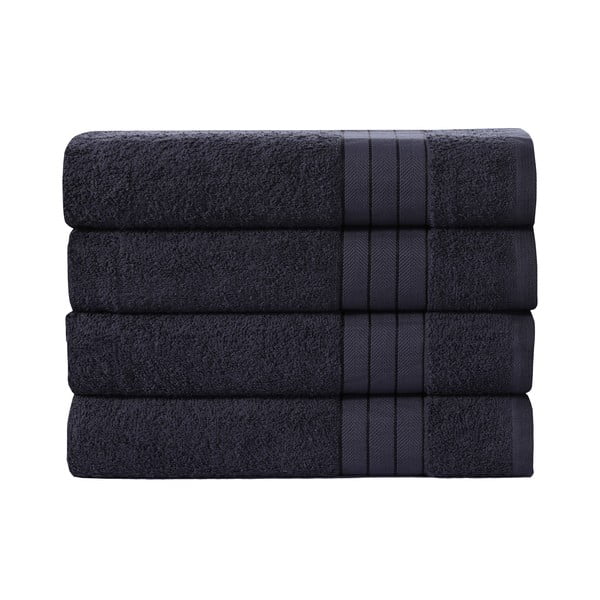 Čierne bavlnené uteráky v súprave 4 ks 50x100 cm – Good Morning