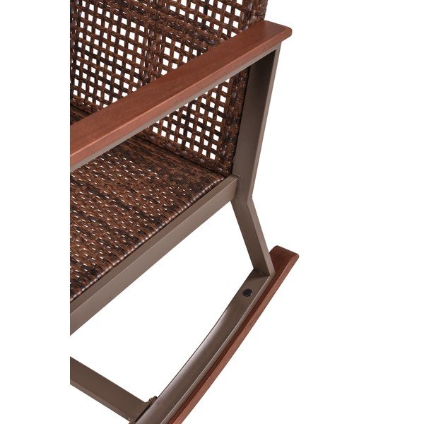 Tmavohnedé drevené hojdacie kreslo so stolíkom Sinaloa – Garden Pleasure-image-4