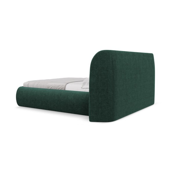 Tmavozelená čalúnená dvojlôžková posteľ s úložným priestorom s roštom 180x200 cm Hauke – Makamii-image-4