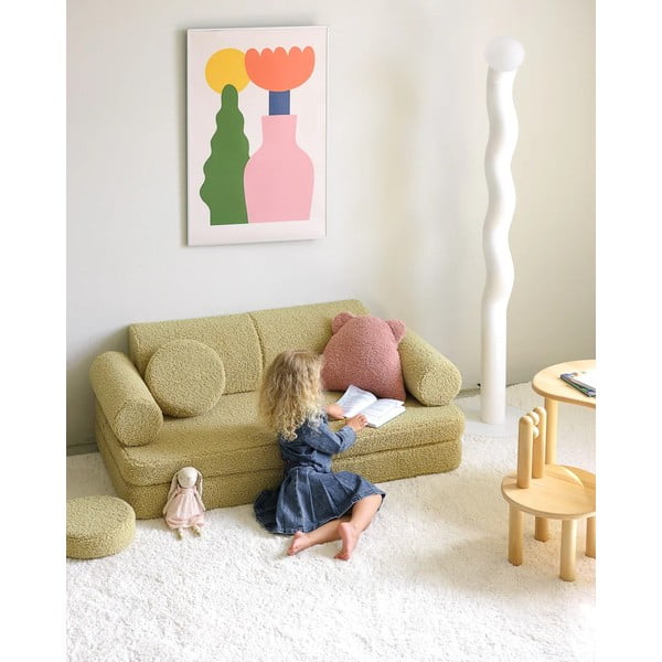 Ružový detský pohovkový vankúš z textílie buklé Bear – Wigiwama-image-1