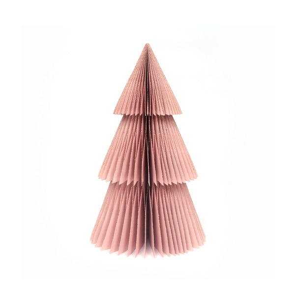 Trblietavá ružová papierová vianočná ozdoba v tvare stromu Only Natural, výška 22,5 cm