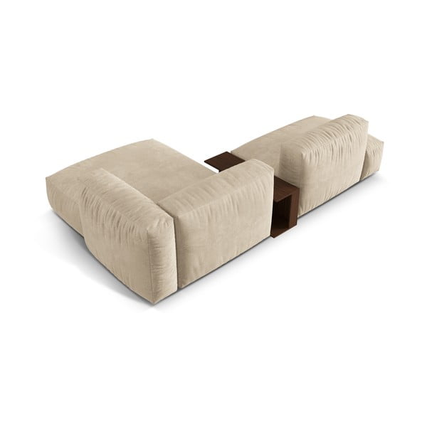 Béžová zamatová modulárna rohová pohovka (pravý roh/s leňoškou) Martina – Micadoni -image-3