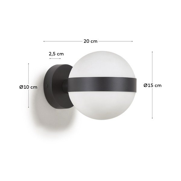 Čierne nástenné svietidlo ø 15 cm Anasol - Kave Home-image-3