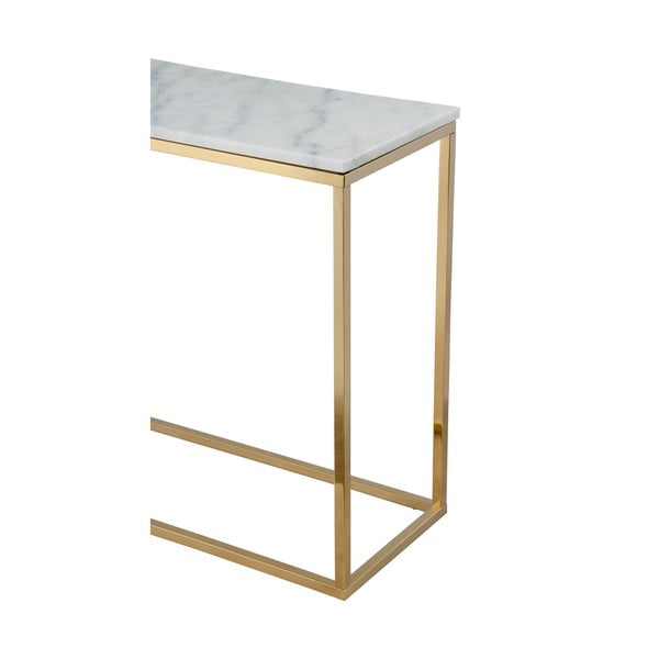Biely mramorový konzolový stolík s podnožím v zlatej farbe RGE Marble, dĺžka 100 cm-image-3