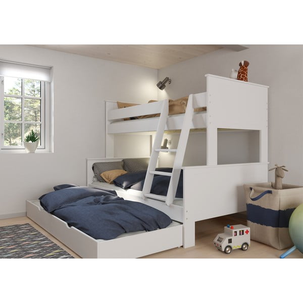 Biela poschodová detská posteľ 120x200/90x200 cm Albumy – Tvilum-image-1