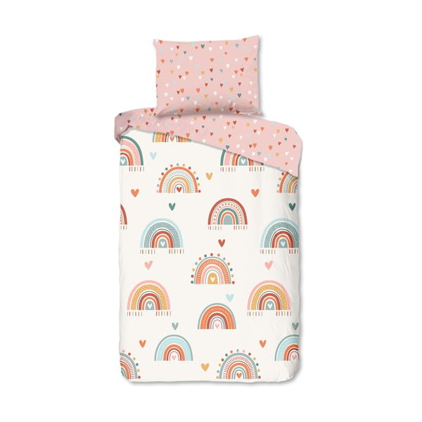 Ružové/béžové bavlnené detské obliečky na jednolôžko 140x200 cm Louie – Good Morning