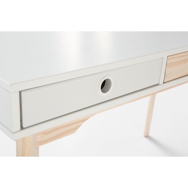 Biely písací stôl s nohami z borovicového dreva Marckeric Kiara-image-1