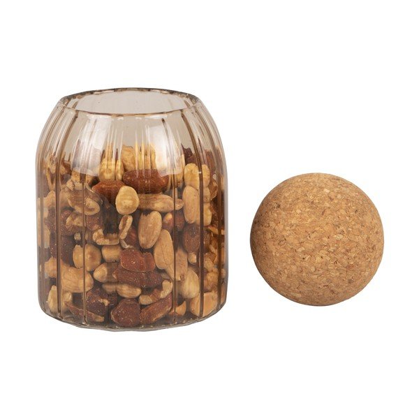 Hnedá sklenená dóza s korkovým vekom PT LIVING Gem, výška 14 cm-image-2