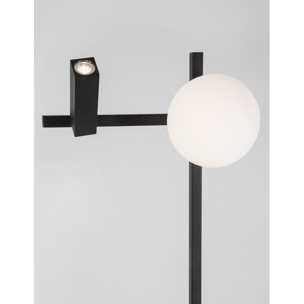 Biela/čierna kovová LED stojacia lampa s ohýbateľnou konštrukciou so skleneným tienidlom (výška  150 cm) Joline – Nova Luce-image-4