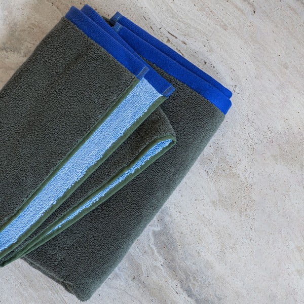 Tmavozelená/modrá froté osuška z Bio bavlny 70x133 cm Soft – Mette Ditmer Denmark-image-3