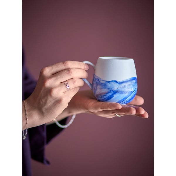 Biele/modré šálky v súprave 4 ks z kameniny 250 ml Lyre – Bloomingville-image-1