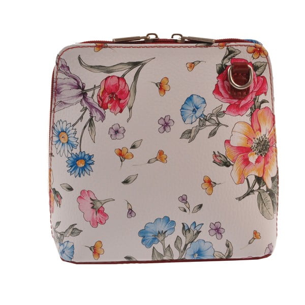 Kvetinová kožená kabelka Florence Bags Vaire, bordó zips