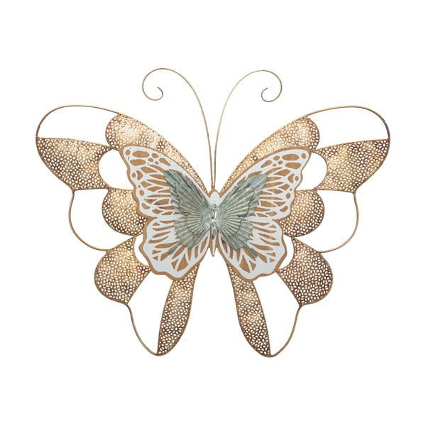 Kovová závesná dekorácia Mauro Ferretti Butterfly Wood A, 59,5 x 45,5 cm