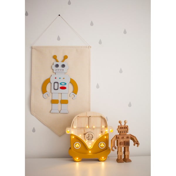 Oranžová stolová lampa z borovicového dreva Little Lights Van, výška 29 cm-image-1