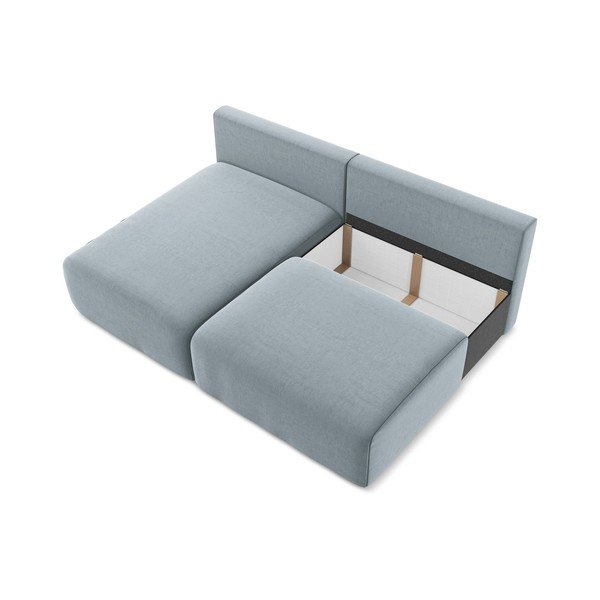 Modrá zamatová rozkladacia/s úložným priestorom rohová pohovka (ľavý roh/s leňoškou) Kalena – Makamii-image-4