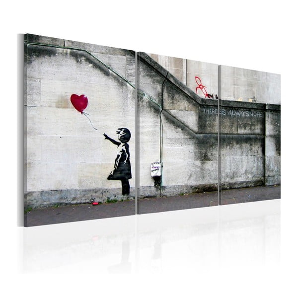 Viacdielny obraz na plátne Bimago Banksy Hope, 60 x 120 cm