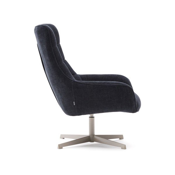 Otočné ženilkové kreslo sivomodré Teryl – Kave Home-image-2