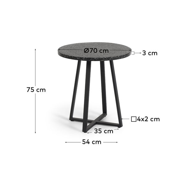 Čierny záhradný stôl s doskou z kameňa Kave Home Tella, ø 70 cm-image-4