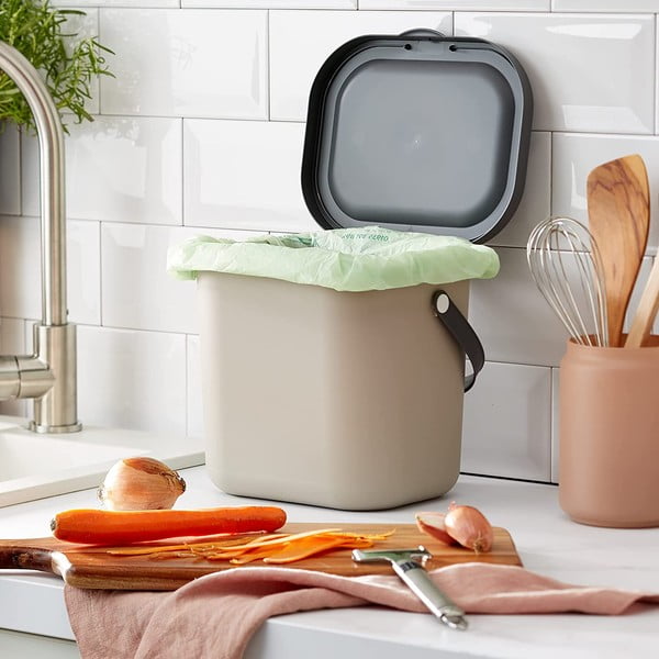 Svetlohnedá nádoba na kompostovateľný odpad 6 l Albula – Rotho-image-1