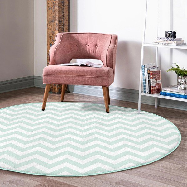 Prateľný okrúhly koberec v mentolovozelenej farbe vhodný pre robotické vysávače ø 100 cm Comfort – Mila Home-image-3
