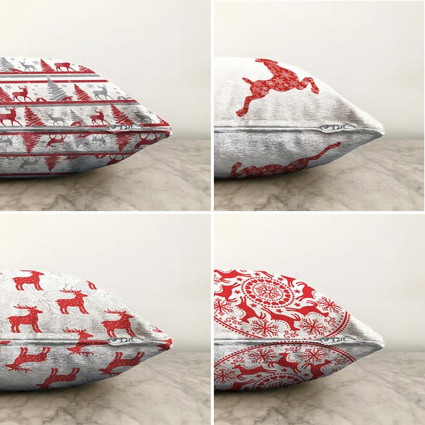 Súprava 4 vianočných žinylkových obliečok na vankúš Minimalist Cushion Covers Reindeer, 55 x 55 cm-image-1