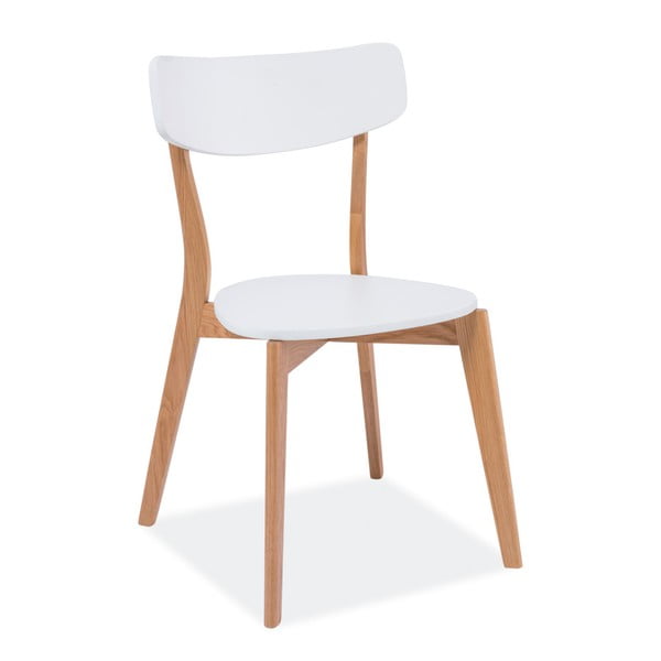 Biela jedálenská stolička s nohami z dubového dreva Signal Mosso