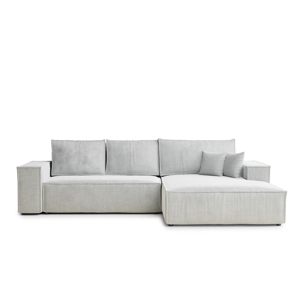 Svetlosivá ženilková rozkladacia/s úložným priestorom rohová pohovka (pravý roh/s leňoškou) Maze – Maison de Rêve