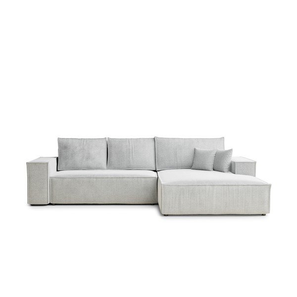 Svetlosivá ženilková rozkladacia/s úložným priestorom rohová pohovka (pravý roh/s leňoškou) Maze – Maison de Rêve