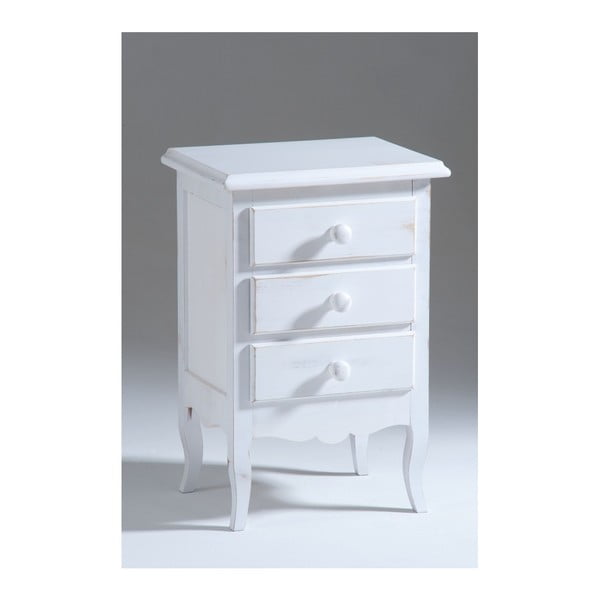 Biely drevený nočný stolík s 3 zásuvkami Castagnetti Nadine
