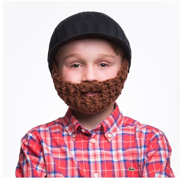 Čierna detská čiapka s hnedou bradou Beardo Kids
