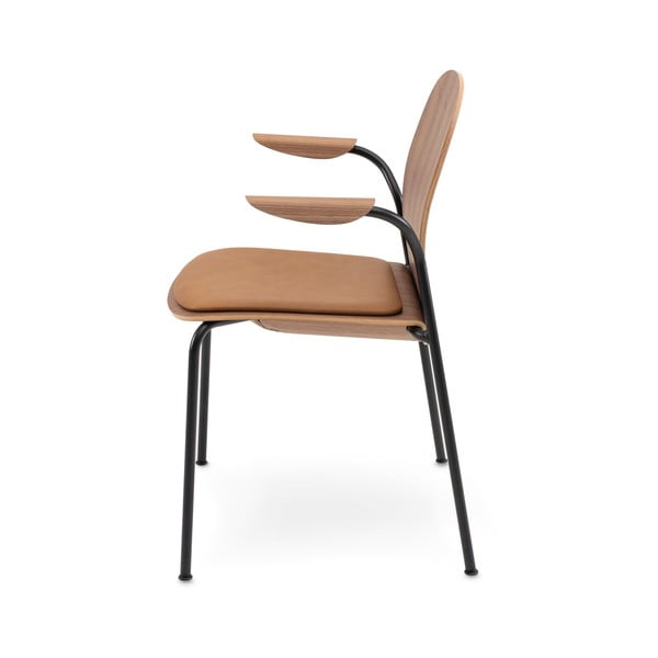 Hnedé/koňakovohnedé jedálenské stoličky v súprave s podrúčkami/stohovateľné 2 ks v dekore orecha Book – Gazzda-image-3