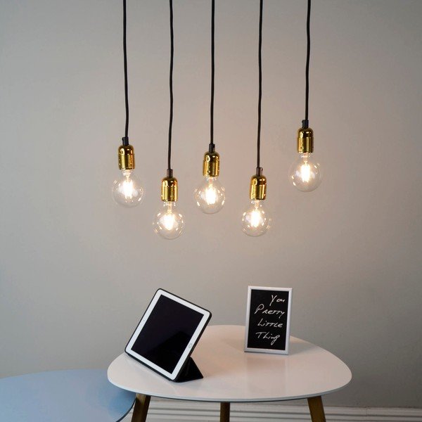 Čierne päťramenné závesné svietidlo s detailmi v zlatej farbe Sotto Luce Uno-image-1