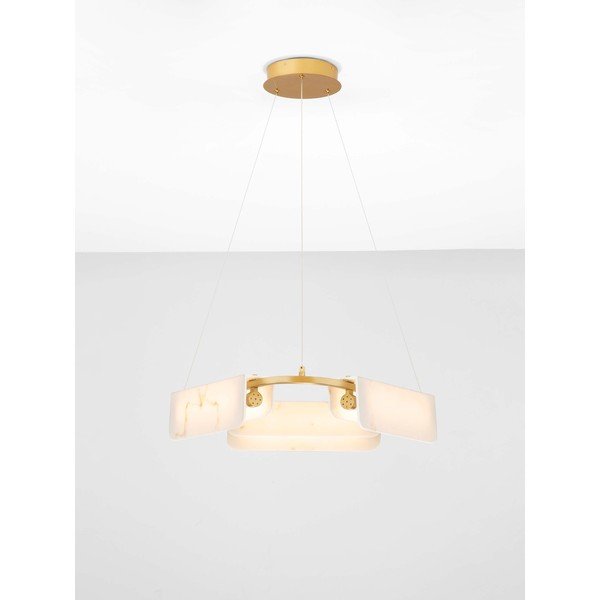 Krémovobiele/v mosadznej farbe LED závesné svietidlo v dekore mramoru so stmievačom ø 63 cm Aider – Nova Luce-image-3