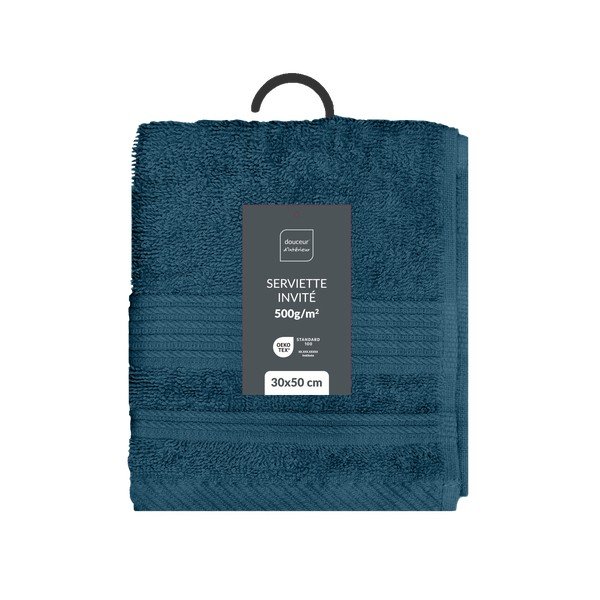 Tmavomodrý froté bavlnený uterák 30x50 cm Tendresse – douceur d'intérieur-image-4