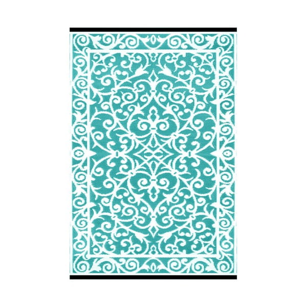 Tyrkysovo-biely obojstranný vonkajší koberec Green Decore Minure, 120 × 180 cm