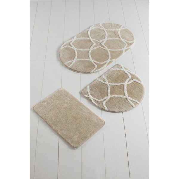 Béžové kúpeľňové predložky v súprave 3 ks 60x40 cm Bonne – Foutastic-image-1