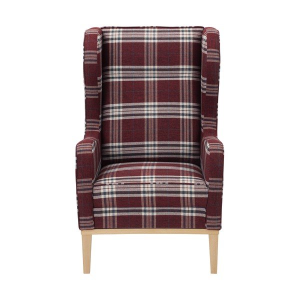 Červené kárované kreslo ušiak Max Winzer Angelo-image-2