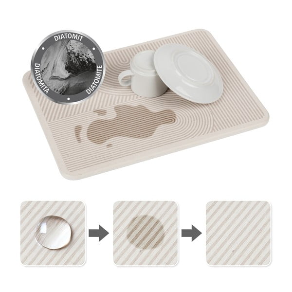 Béžová odkvapkávacia podložka na riad z kremeliny 40x30 cm Damon – Wenko-image-3