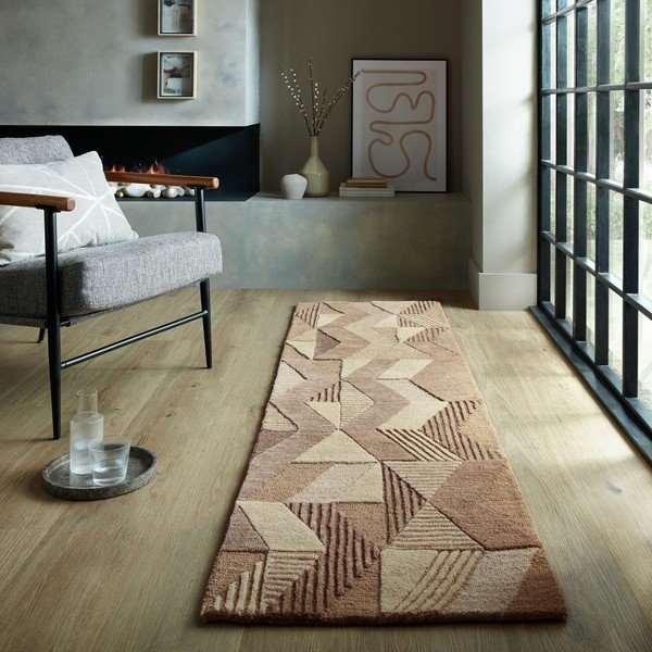 Hnedý ručne tkaný vlnený behúň 60x230 cm Moda Asher – Flair Rugs-image-1