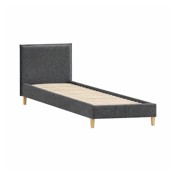 Tmavosivá čalúnená jednolôžková posteľ s roštom 90x200 cm Tina – Ropez