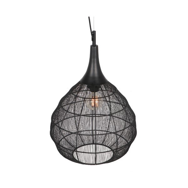 Matne čierne závesné svietidlo s kovovým tienidlom Soraya – Trio-image-1