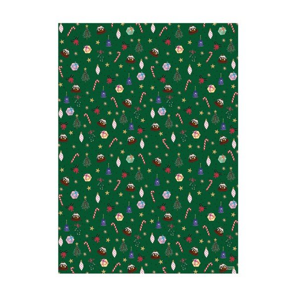 5 hárkov zeleného baliaceho papiera eleanor stuart Christmas Fun, 50 x 70 cm-image-1