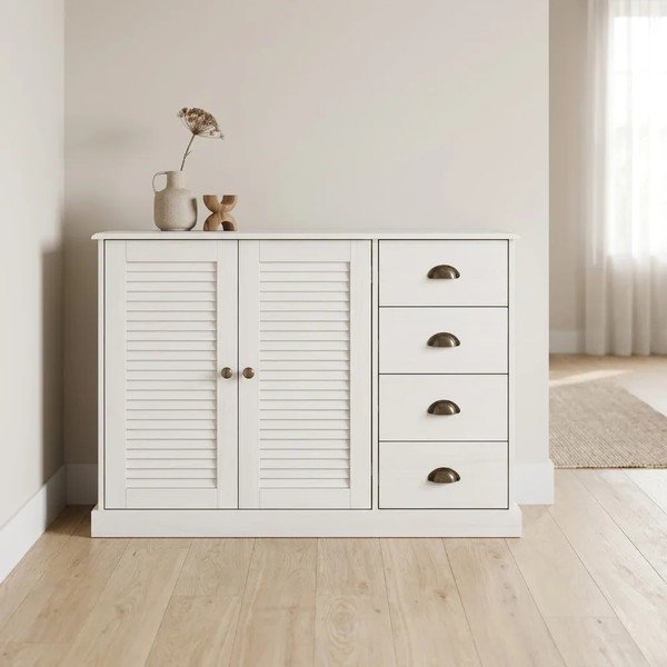 Biela komoda z borovicového dreva 125x80x38 cm Edith – Støraa-image-3