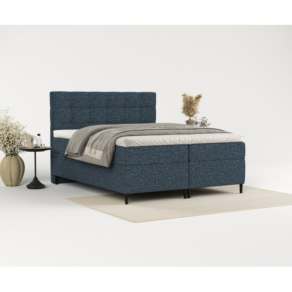 Tmavomodrá boxspring posteľ s úložným priestorom 180x200 cm Urbaneo – Maison de Rêve-image-4