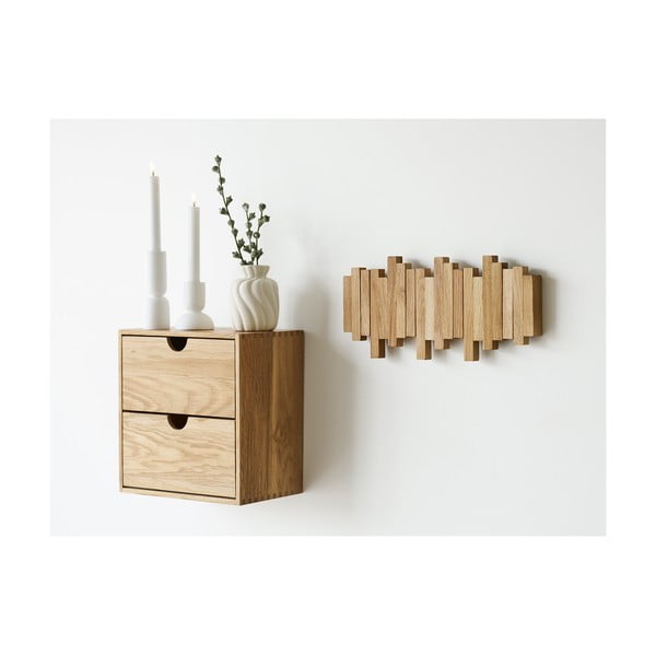 Nástenný vešiak z dubového dreva v prírodnej farbe 3 cm Caltra – House Nordic-image-2