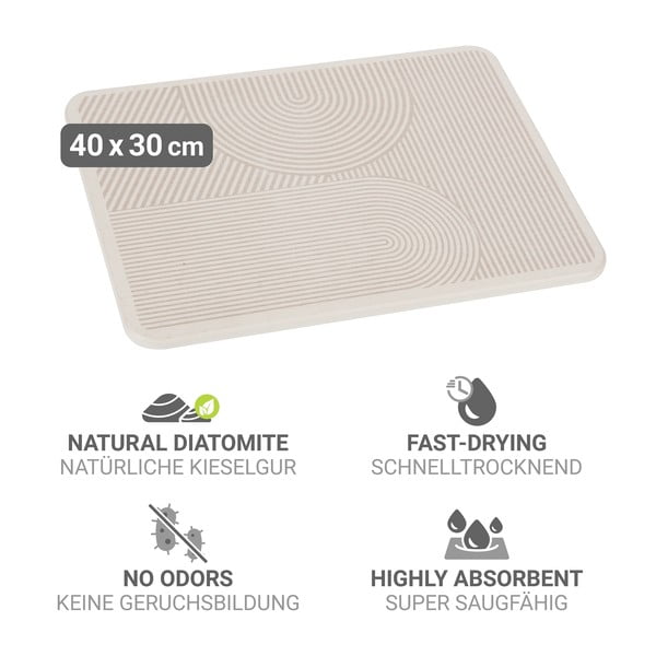 Béžová odkvapkávacia podložka na riad z kremeliny 40x30 cm Damon – Wenko-image-4