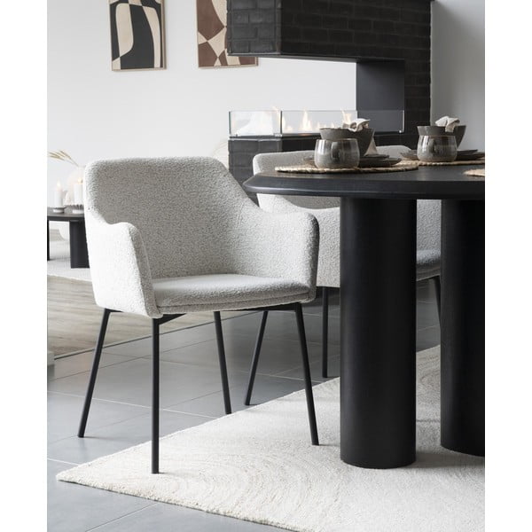 Biele čalúnené jedálenské kreslo s podrúčkami Melilla – House Nordic-image-1